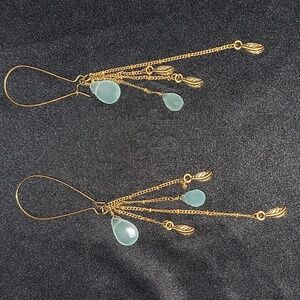 Gold and Blue Dangle Earrings